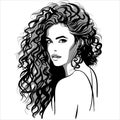 Beautiful girl portrait. Curly pretty woman.