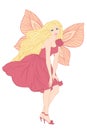 Pretty fairy, hand drawn color vector illustration on a white background Royalty Free Stock Photo