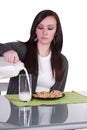 Beautiful Girl Pouring Milk to her Glass Royalty Free Stock Photo