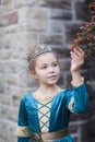 Beautiful girl in a princess blue dress posing