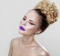 Beautiful girl with purple lips Royalty Free Stock Photo