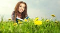 Beautiful girl reads the book Royalty Free Stock Photo