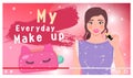 Young beautiful girl recording video about everyday make up, doing tutorial for internet users