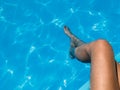 Beautiful Girl Relaxing Her Feet In Pool Water Royalty Free Stock Photo