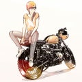 Beautiful girl riding motorcycle