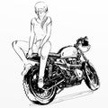 Beautiful girl riding motorcycle