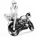 Beautiful girl riding motorcycle