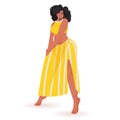 Beautiful girl sexy african american woman in dress female cartoon character standing pose