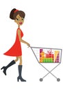 Beautiful girl with a shopping cart Royalty Free Stock Photo