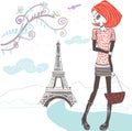 Beautiful girl Shopping in Paris Royalty Free Stock Photo