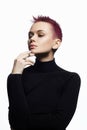 Beautiful Girl with short color hair. portrait of beauty young woman Royalty Free Stock Photo