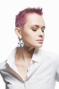 Beautiful Girl with short pink hair Royalty Free Stock Photo