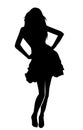 beautiful girl silhouette in various pose on white background Royalty Free Stock Photo