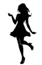 Beautiful girl silhouette in various pose on white background Royalty Free Stock Photo