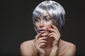 Beautiful girl in silver wig Royalty Free Stock Photo