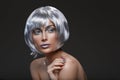 Beautiful girl in silver wig Royalty Free Stock Photo