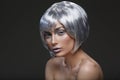 Beautiful girl in silver wig Royalty Free Stock Photo