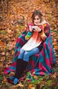 Girl in autumn forest Royalty Free Stock Photo