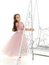 Pretty Teen Girl Standing Next Elegant Metal Swing Royalty Free Stock Photo