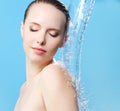Beautiful girl and stream of water Royalty Free Stock Photo