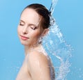 Beautiful girl and stream of water Royalty Free Stock Photo