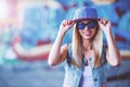 Beautiful girl in street style Royalty Free Stock Photo