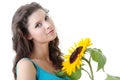 Beautiful girl with sunflower Royalty Free Stock Photo