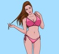 A beautiful girl Swimming suit beach fashion bikini summer Illustration vector On pop art comics style