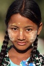 Beautiful girl with Thanaka, Myanmar Royalty Free Stock Photo