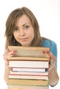 Beautiful girl thoughtfully reading a book Royalty Free Stock Photo