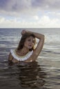 Beautiful girl topless in the ocean Royalty Free Stock Photo