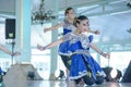 A beautiful girl with traditional Blue dress in King umbrella festival, Surakarta, Jawa tengah, Indonesia September 4 2022