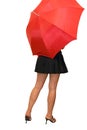 Beautiful girl under the red umbrella Royalty Free Stock Photo