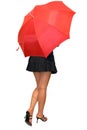 Beautiful girl under the red umbrella Royalty Free Stock Photo