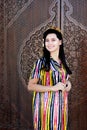 Beautiful girl in Uzbekistan, national fancy folk dress.