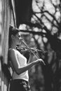 Beautiful girl with a violin in his hands Royalty Free Stock Photo