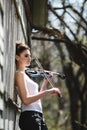 Beautiful girl with a violin in his hands Royalty Free Stock Photo