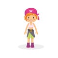 Beautiful girl waring pirate outfit and pink head band