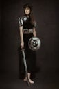 Beautiful Girl warrior in medieval clothes Royalty Free Stock Photo
