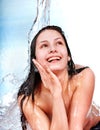 Beautiful girl in water. Body care.