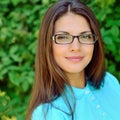 Beautiful girl wearing glasses - outdoor portrait Royalty Free Stock Photo