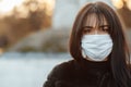 Beautiful Girl Wearing Medical Mask During Coronavirus COVID-19