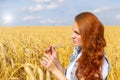 Beautiful girl in a wheat field. Royalty Free Stock Photo