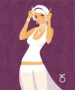 Beautiful girl in white dress - zodiac signs (capr Royalty Free Stock Photo