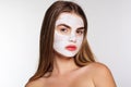 Beautiful girl with white face pack Royalty Free Stock Photo