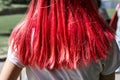 Woman hairs bright pink color