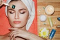 Beautiful girl woman in spa salon. Mezoroller,mesotherapy Royalty Free Stock Photo