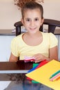 Beautiful girl working on her art project Royalty Free Stock Photo