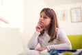 Beautiful girl working on her school project Royalty Free Stock Photo