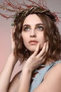 Beautiful girl with a wreath on her head Royalty Free Stock Photo